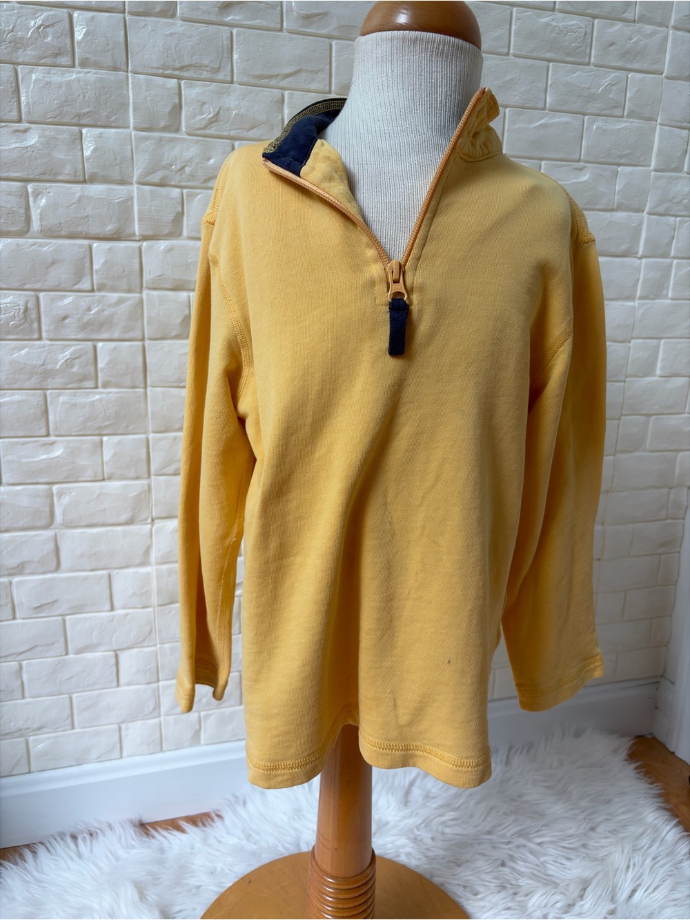 Hanna Andersson Yellow Half-Zip Sweater with Navy Trim